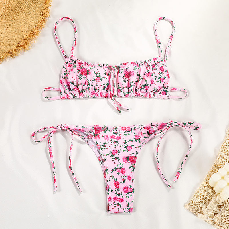 Printed Strap Bikini Set for Women - Stylish Swimwear for Active Females