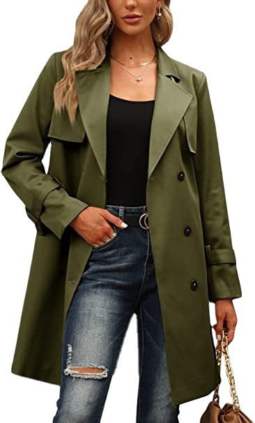 Chic Double Breasted Casual Trench Coat for Women – Autumn Fashion in Multiple Colors