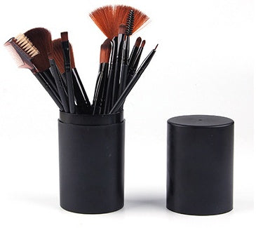 12-Piece Makeup Brush Set with Plastic Handles and Rayon Bristles