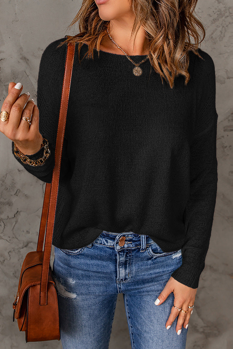 Chic Loose-Fit Alpaca Wool Round Neck Pullover Sweater for Women