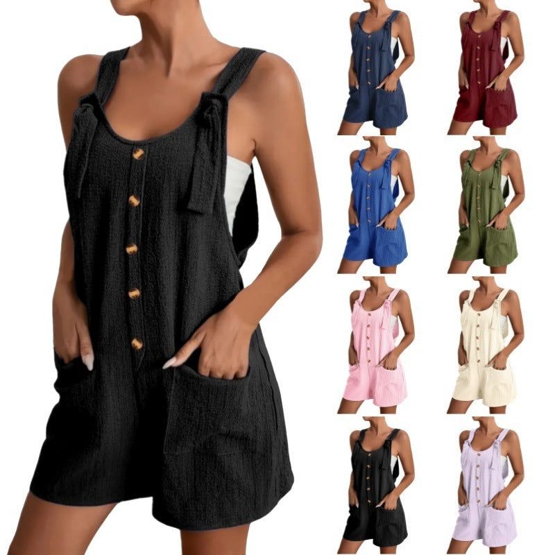 Trendy Casual Suspender Jumpsuit Shorts for Women