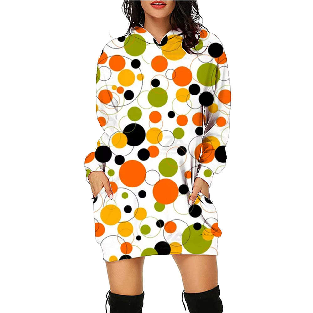 Halloween Themed Oversized Hoodie with Pockets for Women