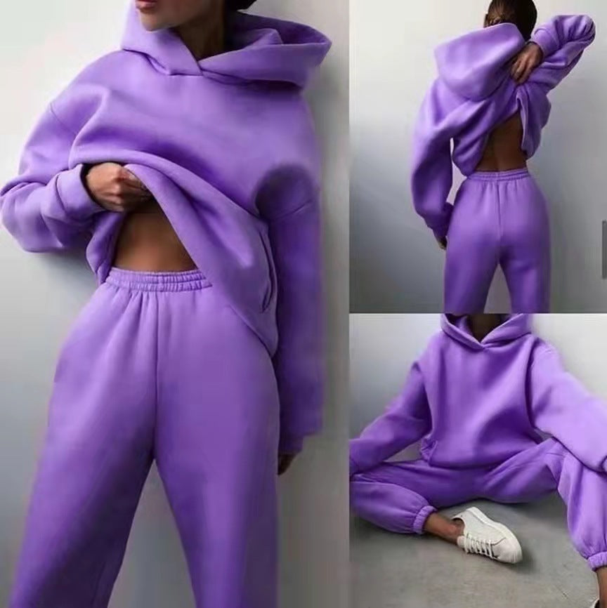 Stylish Women's Hooded Sweater and Tracksuit Set