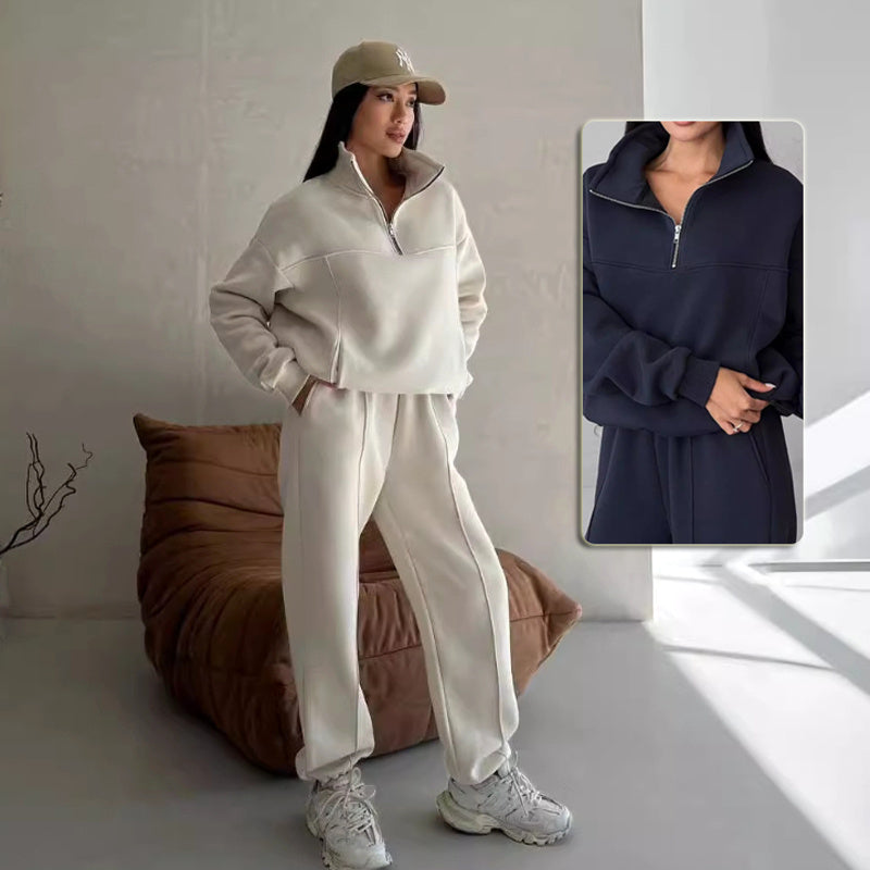 Completo tuta invernale da donna Chic Y2K - Giacca con cerniera e pantaloni casual per un abbigliamento sportivo autunnale alla moda