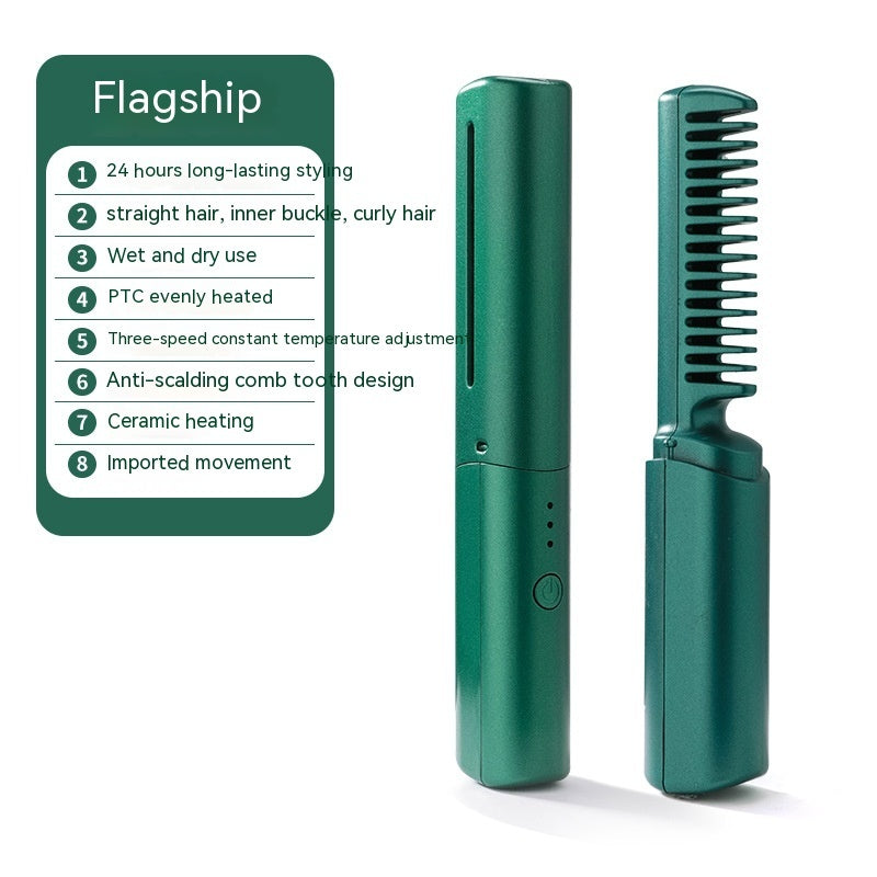 Portable Mini Wireless Hair Straightener with Tourmaline Ceramic Heat Conductor