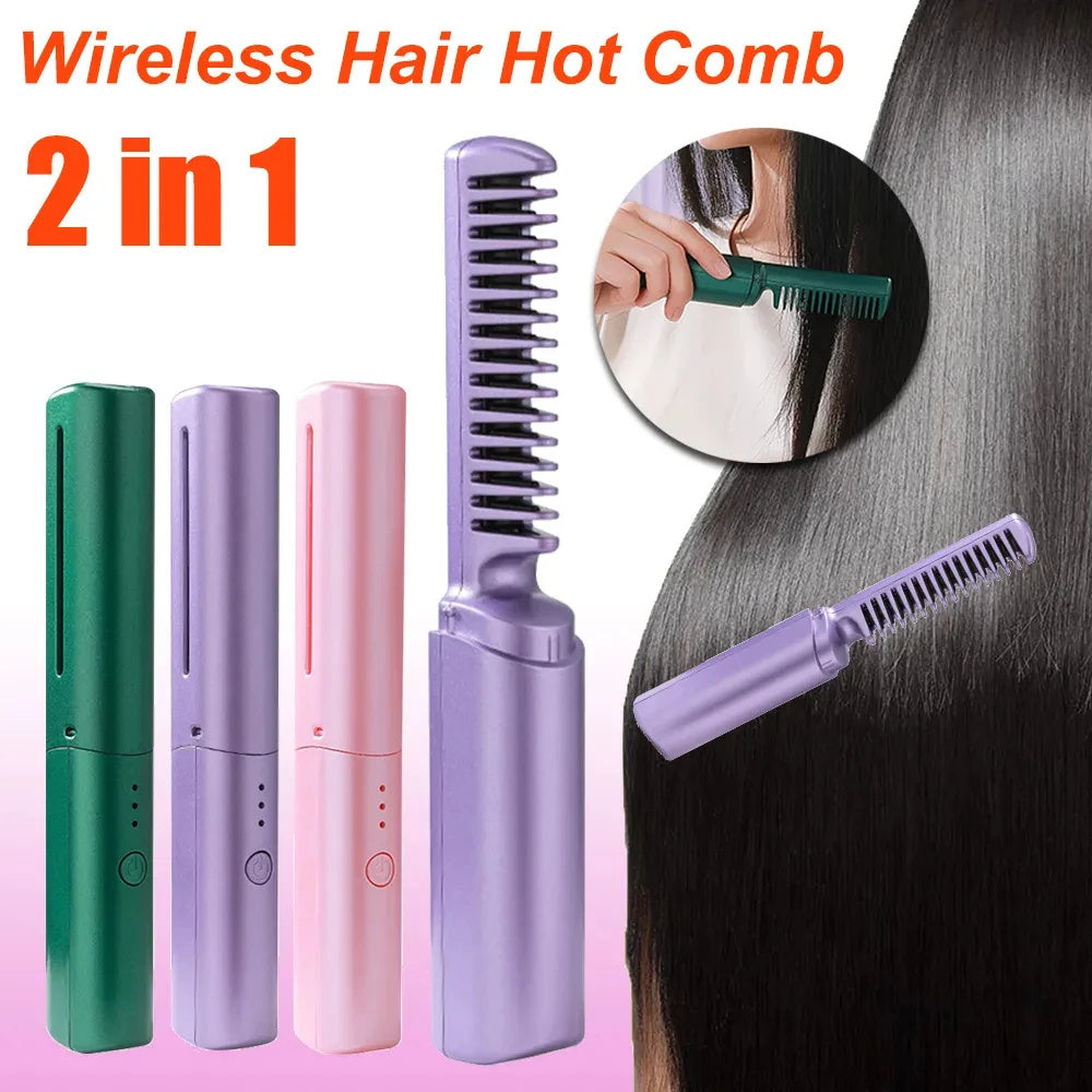 Wireless Ceramic Hair Styling Brush with Smart Temperature Control