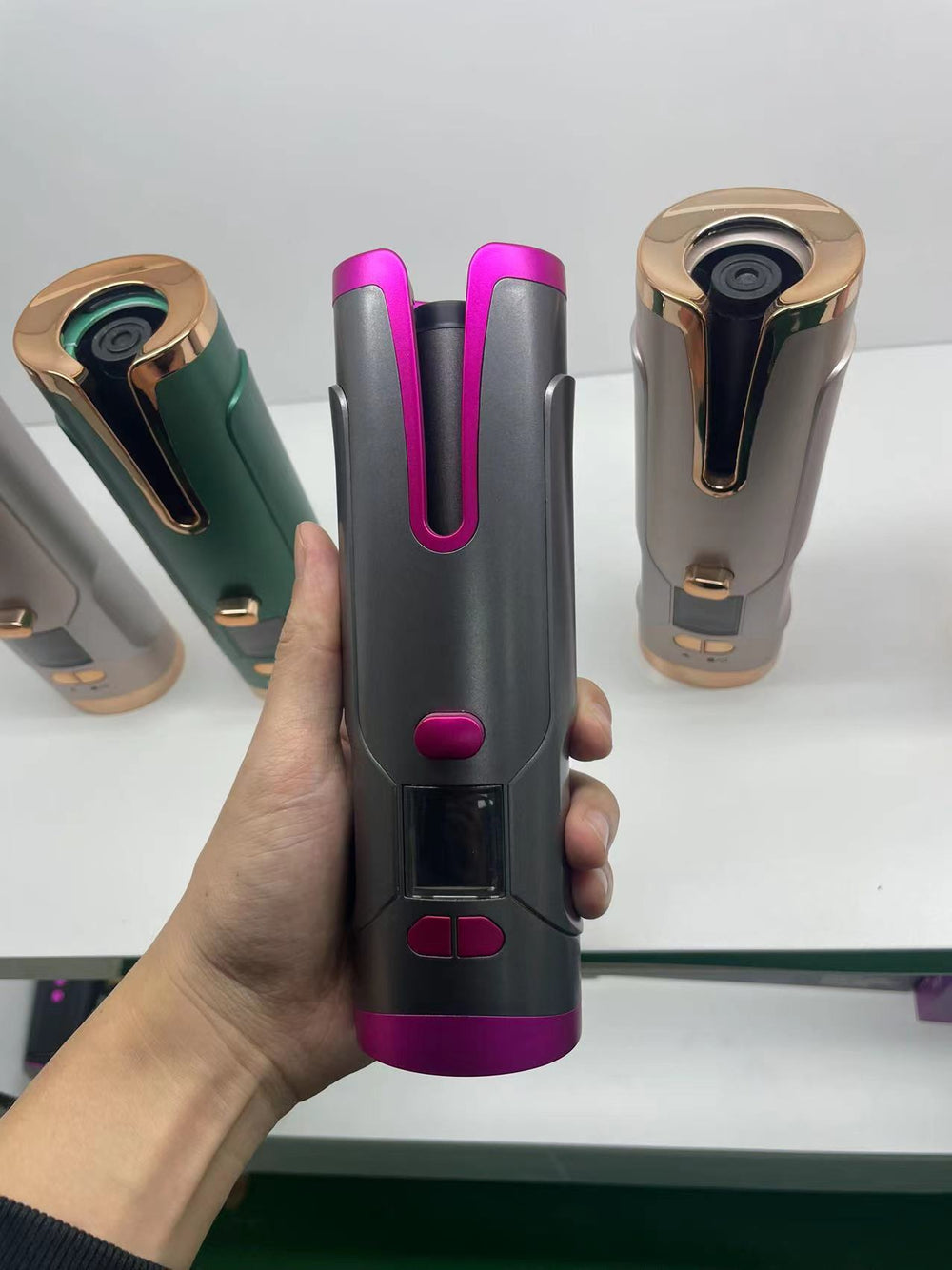 Cordless Auto Curler with LCD Display and Rechargeable Feature