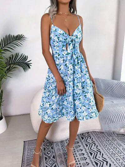 Flirty Sheer Cap Sleeve Printed Dress