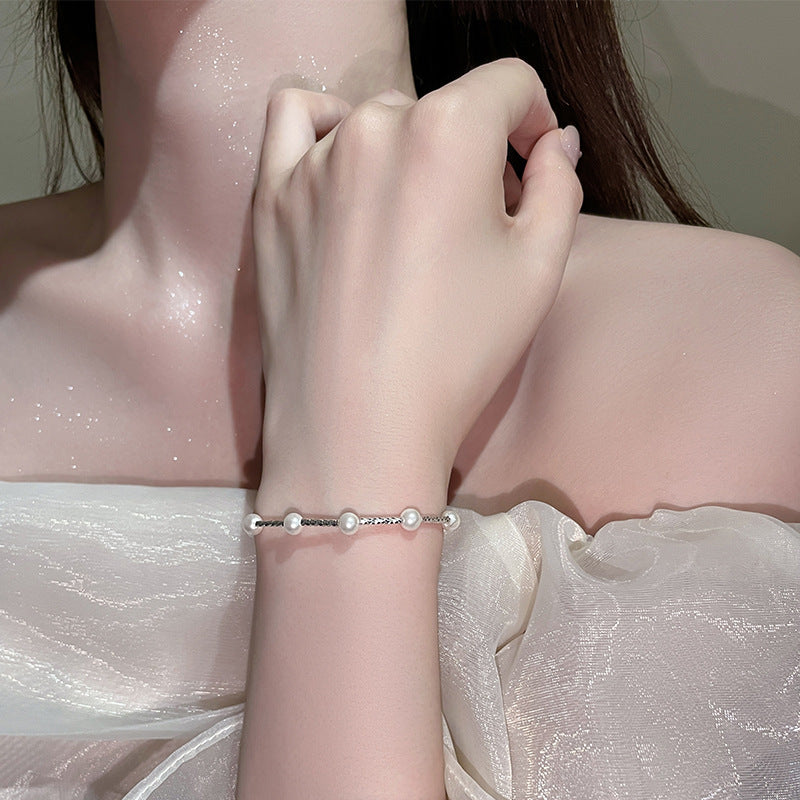 Bracciale da donna in argento sterling con perle stellate