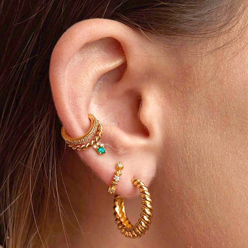 Geometric C-Shaped Twist Stud Earrings for Women