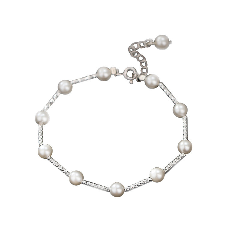 Starry Silver Pearl Women's Bracelet in Sterling Silver