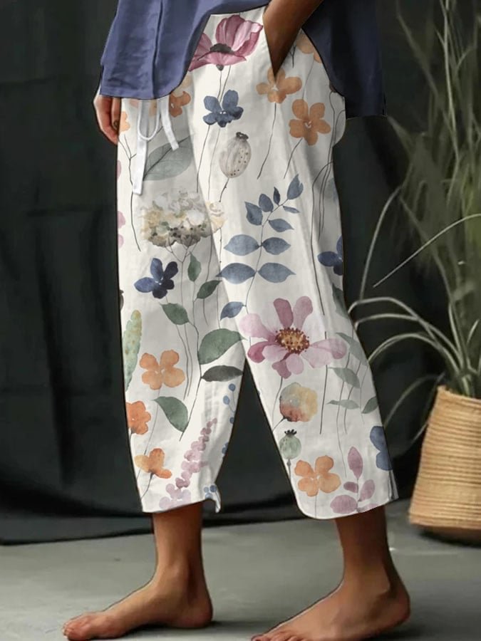 Schicker Jumpsuit mit Blumenmuster und elastischer Taille für Damen