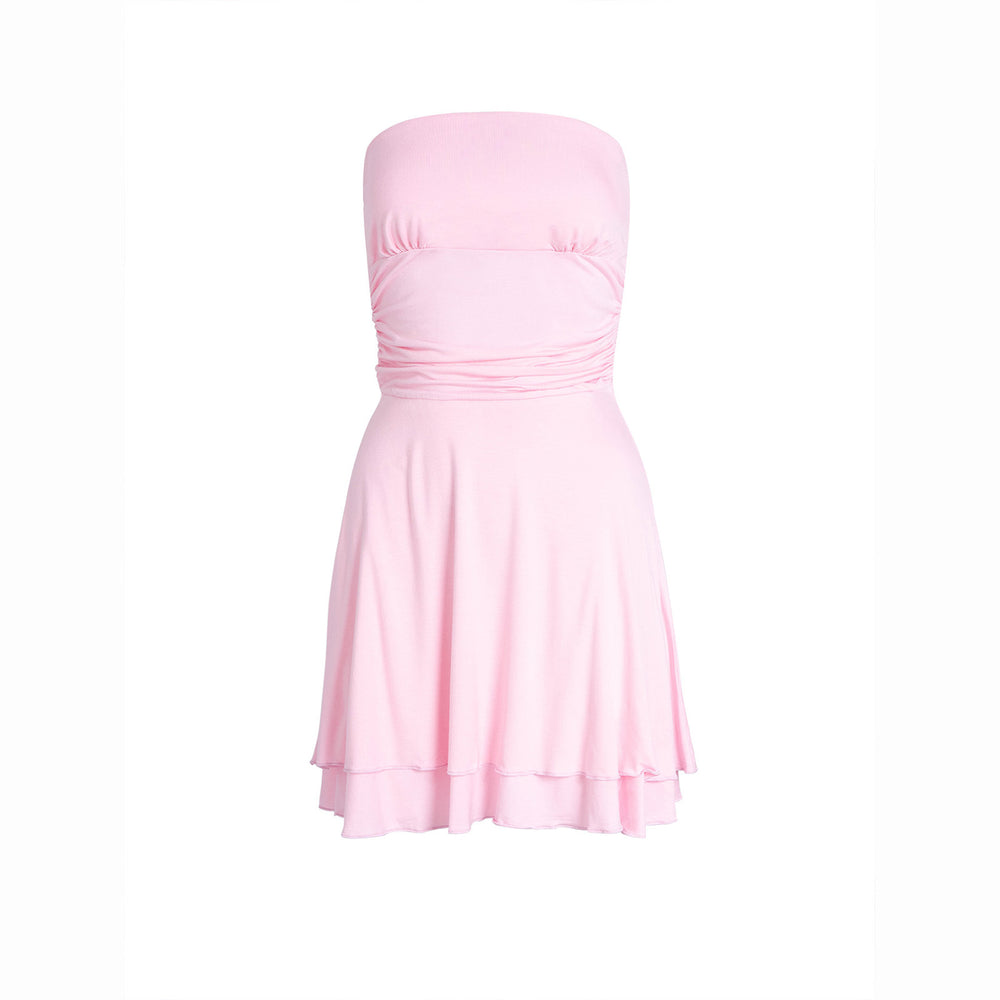 Summer Vibes Pleated Tube-top Mini Dress - Women's Fashion Statement