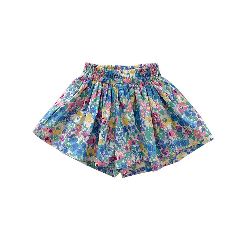 Gonna a palloncino con pantaloncini floreali per bambini alla moda