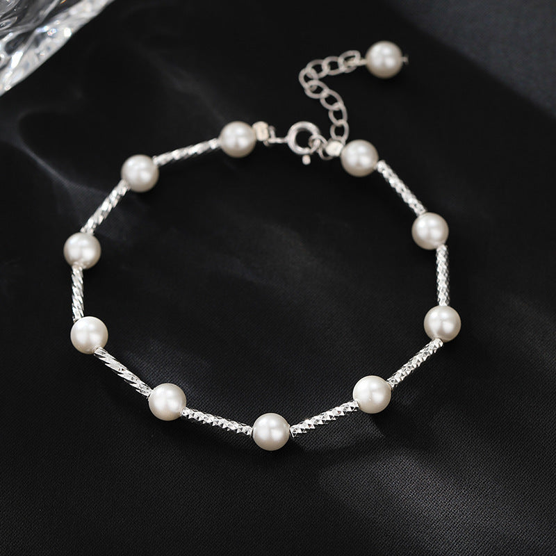 Starry Silver Pearl Women's Bracelet in Sterling Silver