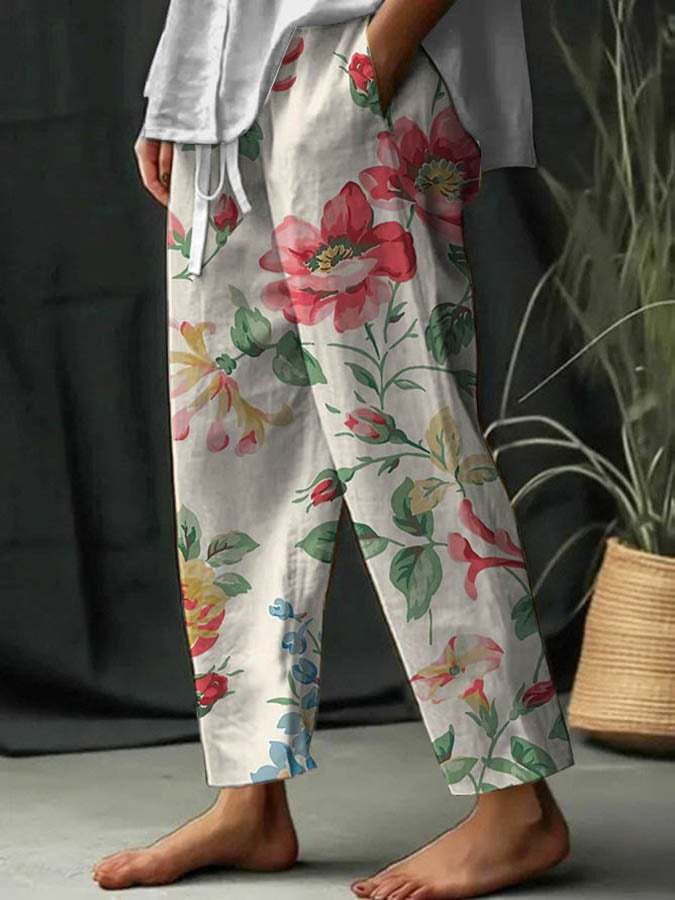 Schicker Jumpsuit mit Blumenmuster und elastischer Taille für Damen