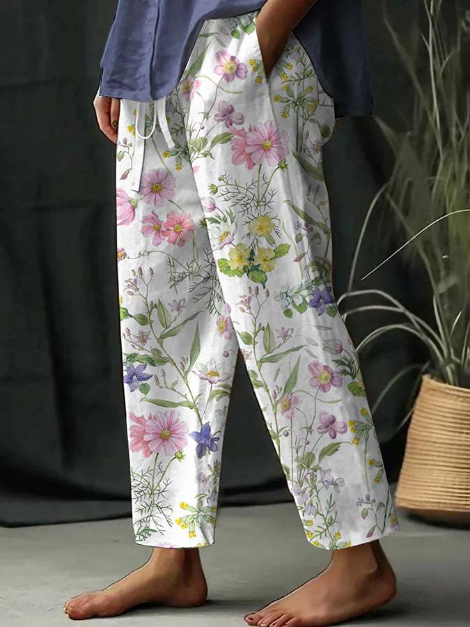 Schicker Jumpsuit mit Blumenmuster und elastischer Taille für Damen