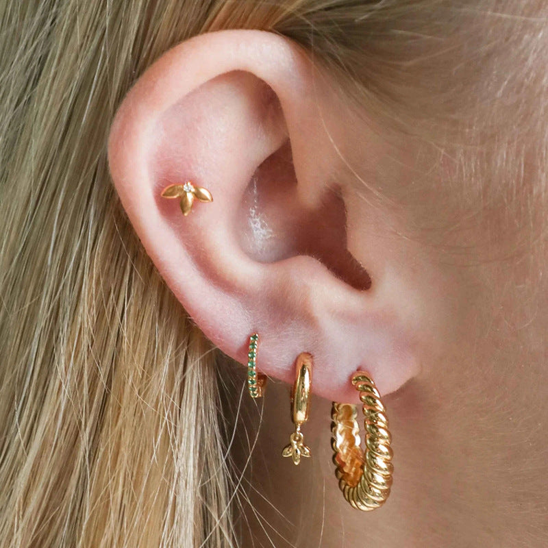 Geometric C-Shaped Twist Stud Earrings for Women