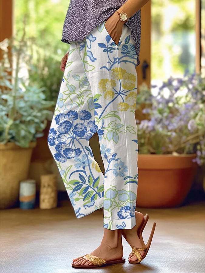 Schicker Jumpsuit mit Blumenmuster und elastischer Taille für Damen