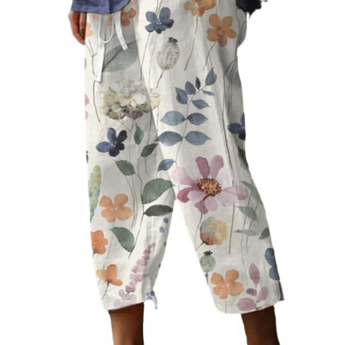 Chic Floral Print Elastic Waist Jumpsuit for Women