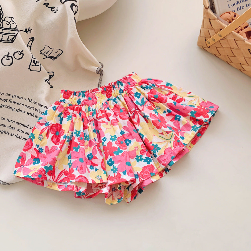 Children's Floral Shorts Bud Skirt Pants Fashionable