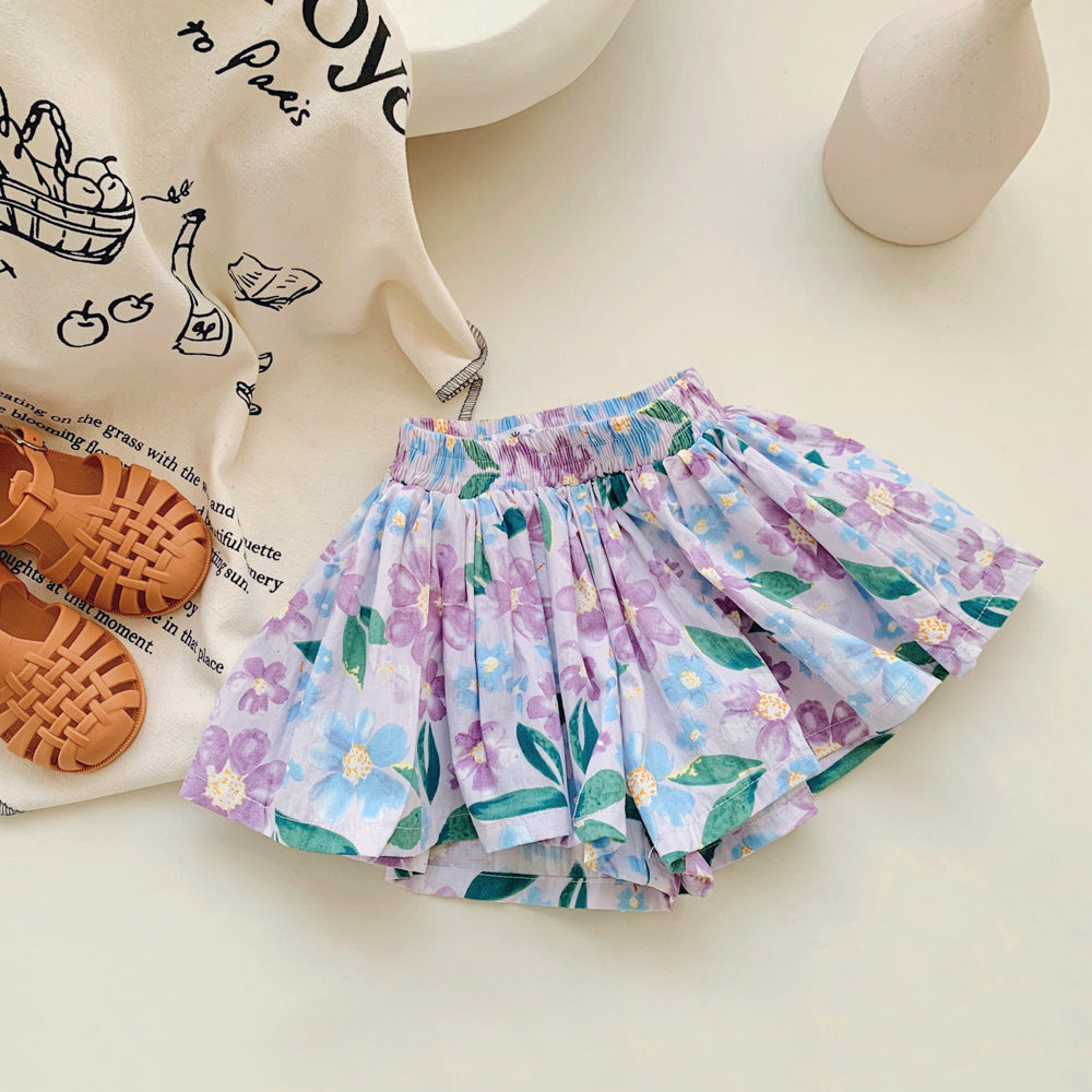 Children's Floral Shorts Bud Skirt Pants Fashionable