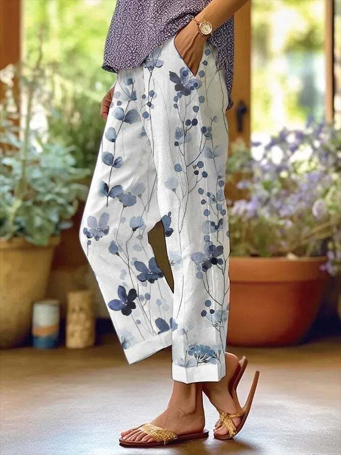 Chic Floral Print Elastic Waist Jumpsuit for Women