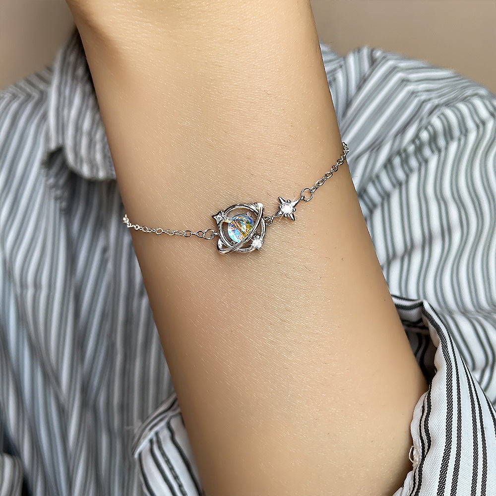 Celestial Geometry Moonstone Bracelet for Women