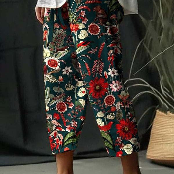 Chic Floral Print Elastic Waist Jumpsuit for Women