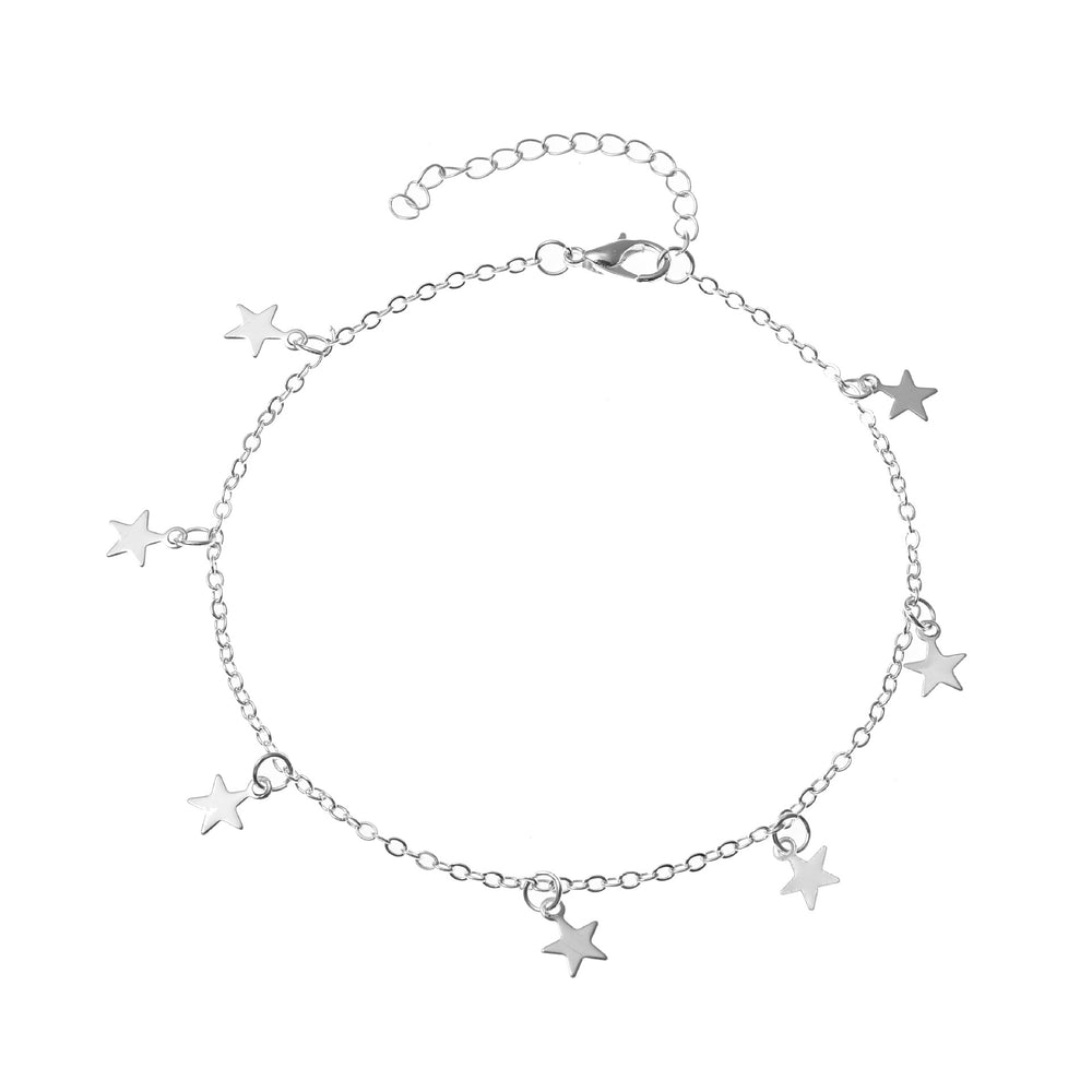 Star-Shaped Heart Charm Anklet