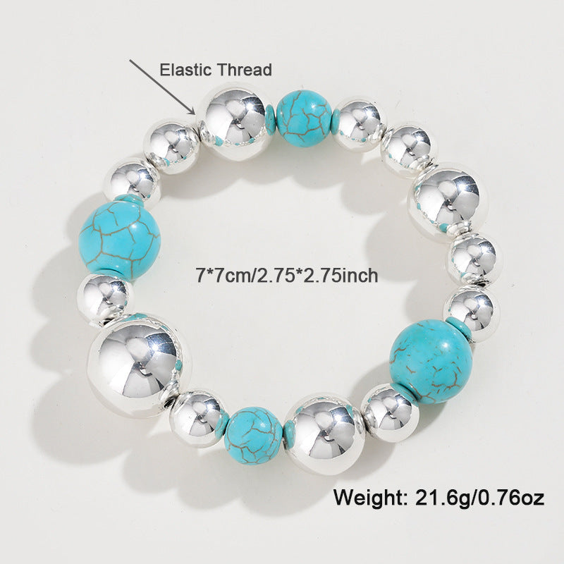 Chic Turquoise Beaded Necklace Set for Women - Cross-Border European & American Fashion