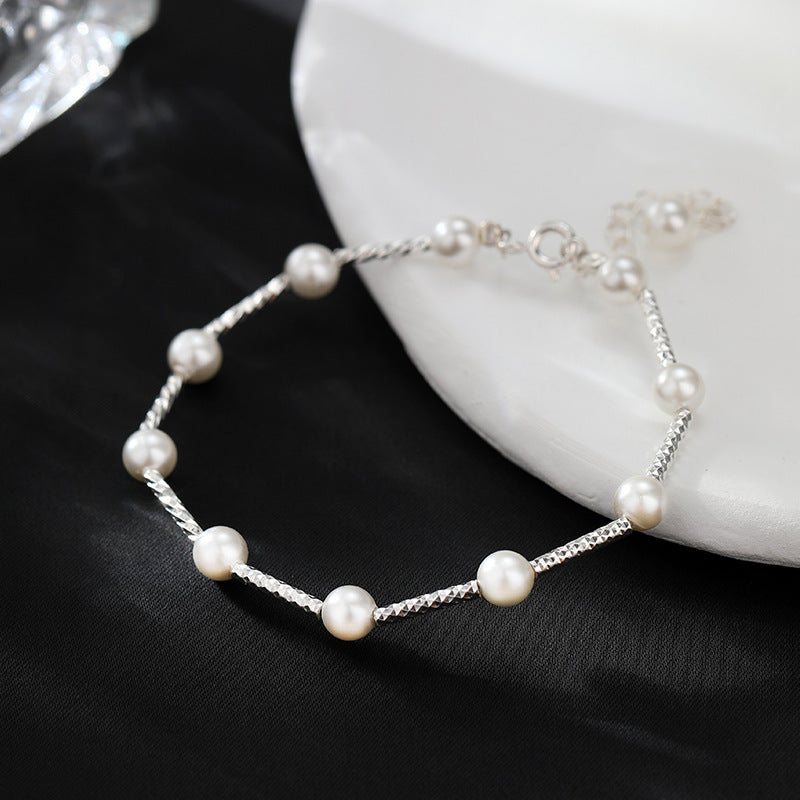 Bracciale da donna in argento sterling con perle stellate