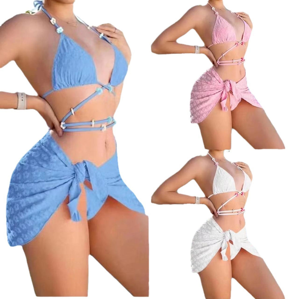 Fashionable Women's 3-Piece Strap Split Swimsuit Set