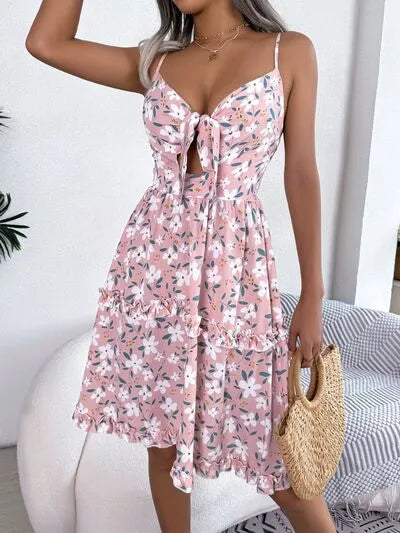 Flirty Sheer Cap Sleeve Printed Dress