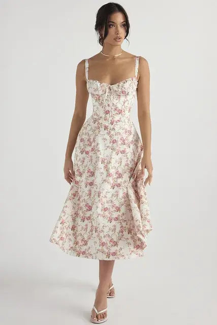 Ärmelloses Kleid mit Blumen-Charme