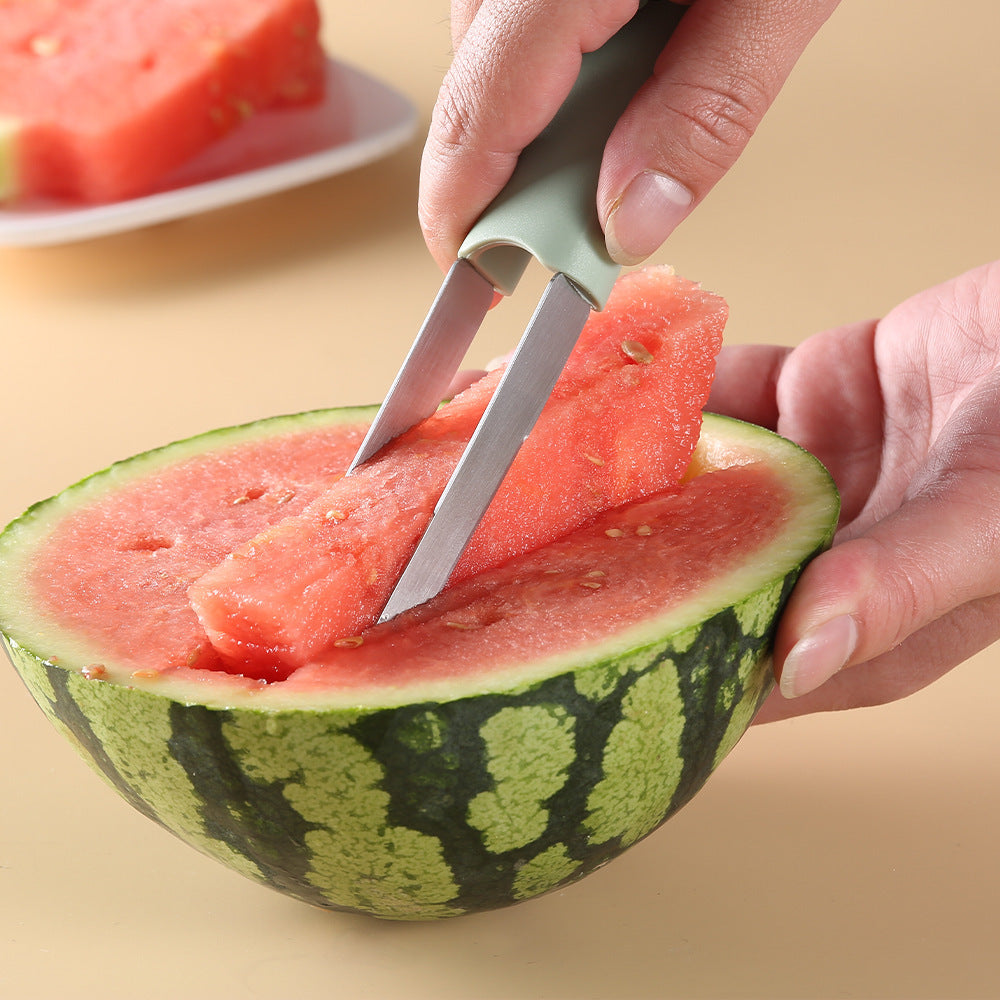 Gadget da cucina tre in uno in acciaio inossidabile per tagliare la frutta