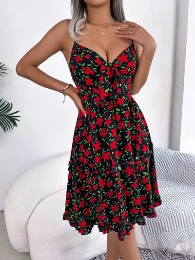 Flirty Sheer Cap Sleeve Printed Dress