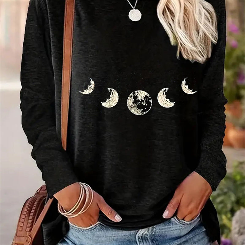 Casual Women's Long Sleeve T-shirt with Simple Pattern for Spring and Autumn