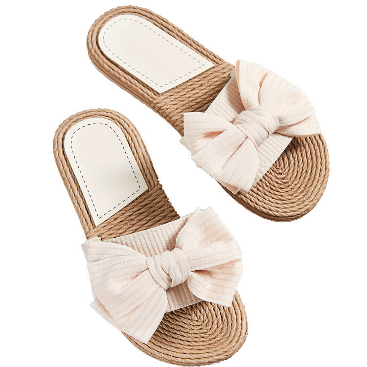 Chic Bow Detail Slip-On Sandals