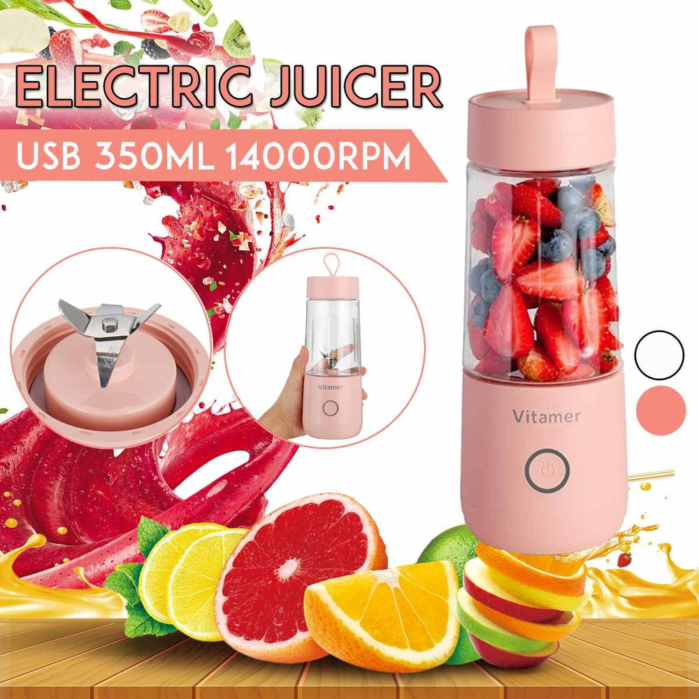 Portable USB Rechargeable Blender Mixer Juicer Bottle - 350ml White Smoothie Cup