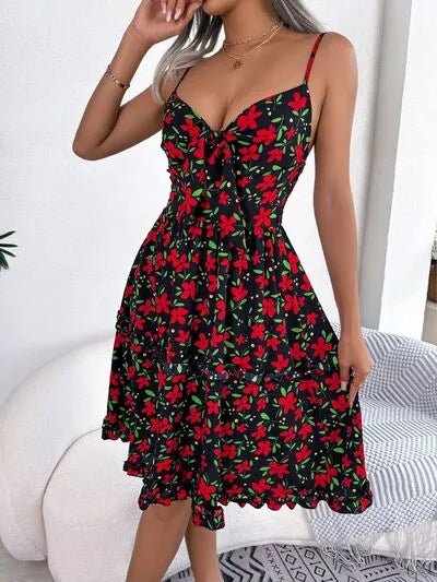 Flirty Sheer Cap Sleeve Printed Dress