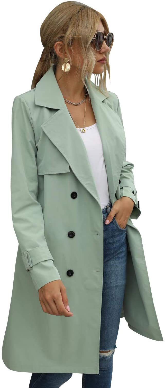 Chic Double Breasted Casual Trench Coat for Women – Autumn Fashion in Multiple Colors