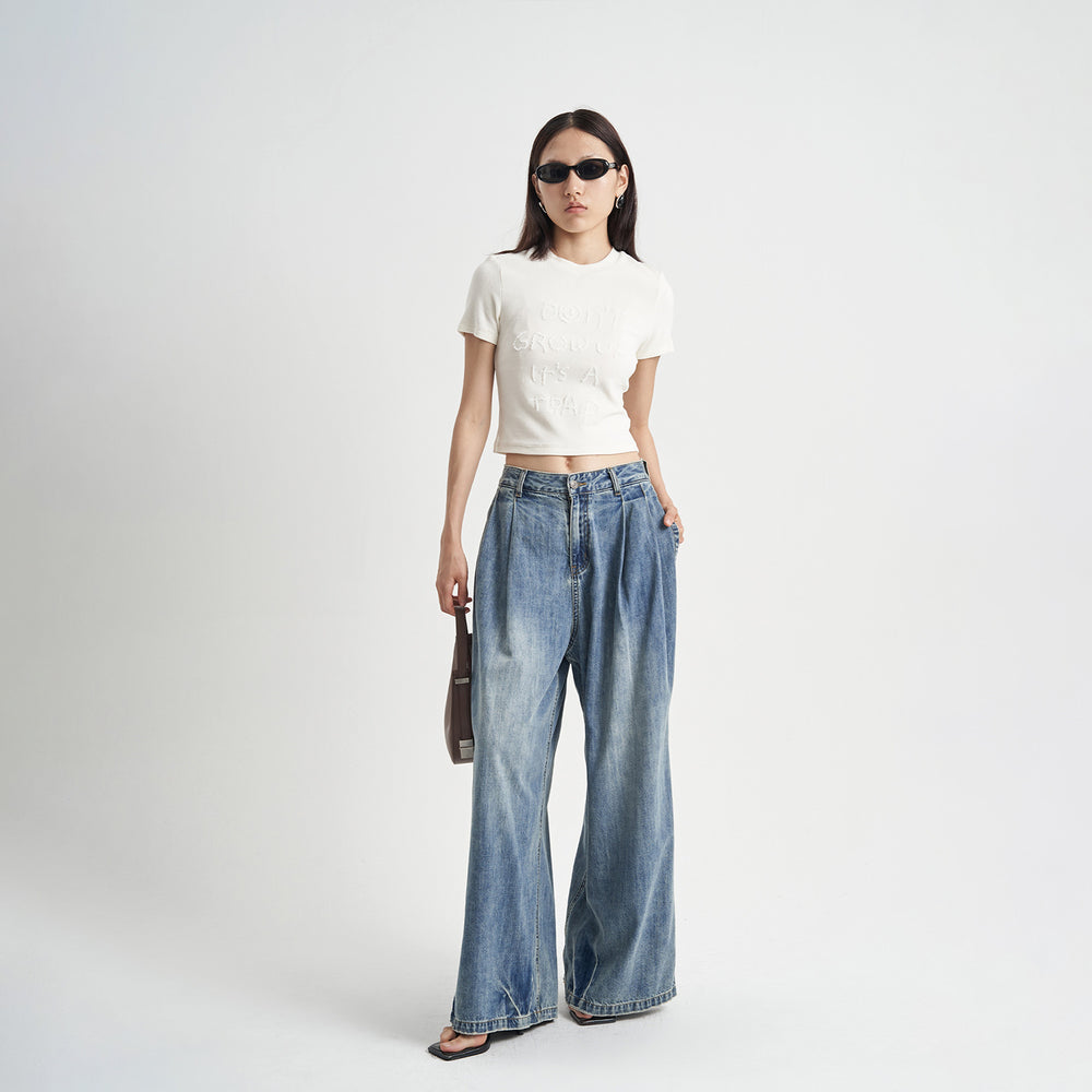 Women's Autumn New Loose Washed-out Jeans