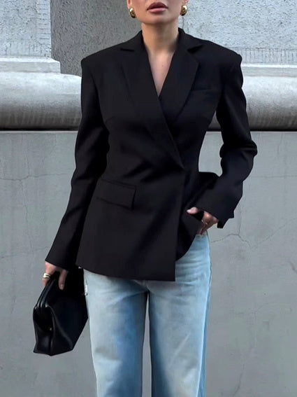 Solid Color Backless Blazer