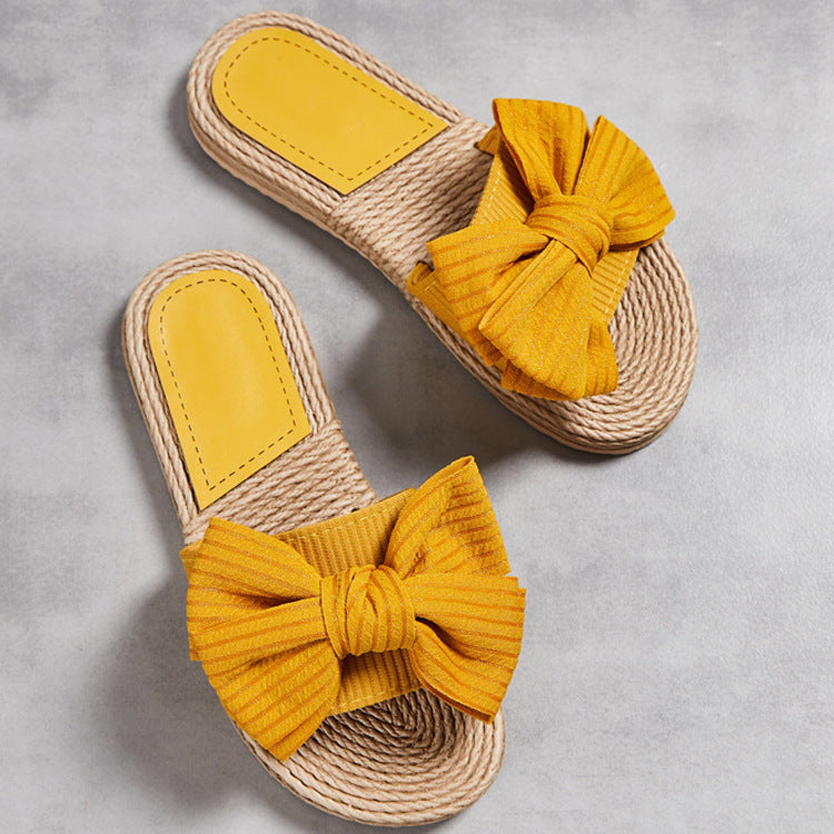 Chic Bow Detail Slip-On Sandals