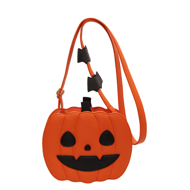 Creative Cartoon Pumpkin Crossbody Bag with Bat for Halloween - Personalized Women's Messenger Bag