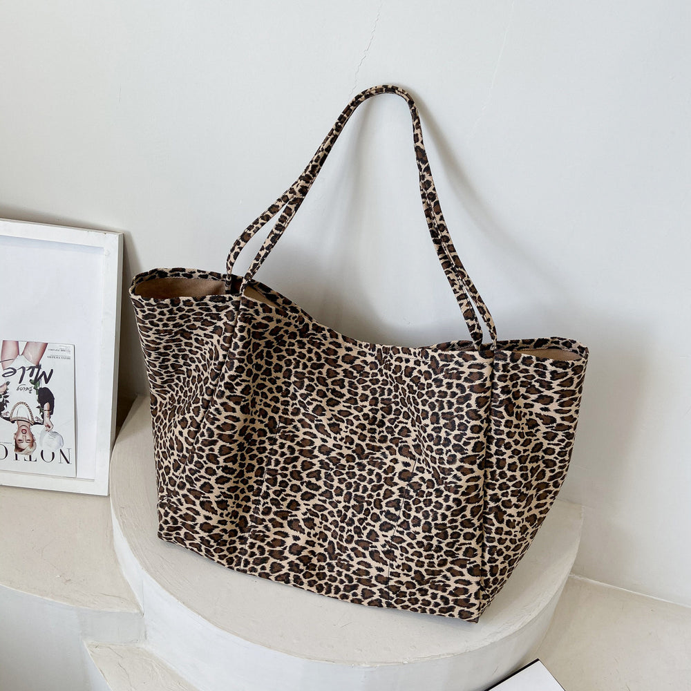 Leopard-Print Casual Shoulder Bag for Shopping and Daily Use