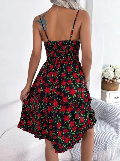 Flirty Sheer Cap Sleeve Printed Dress