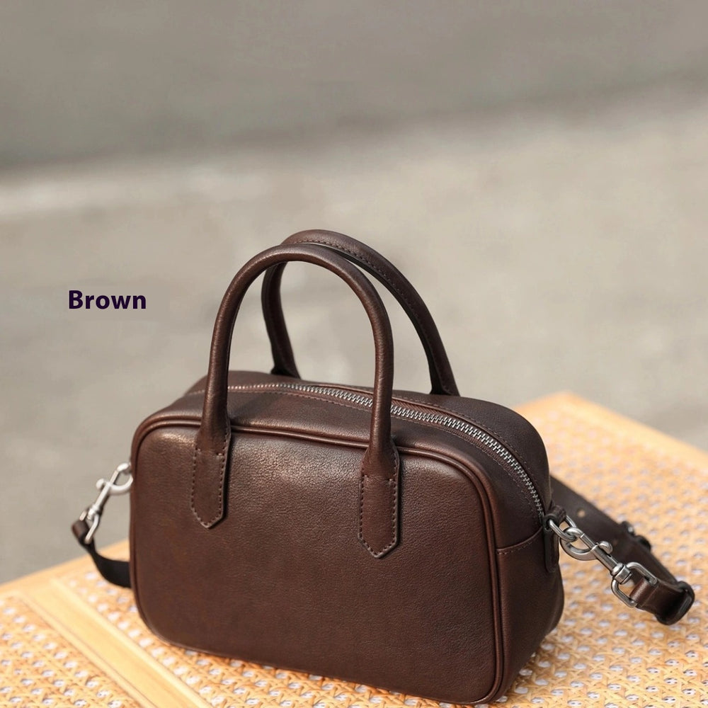 Stylish PU Bowling Bag Shoulder Messenger Handbag