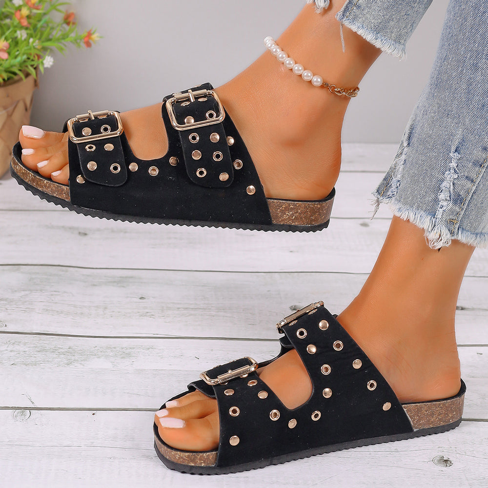 Plus Size Women's Casual Thick-Soled Beach Shoes with Belt Buckle